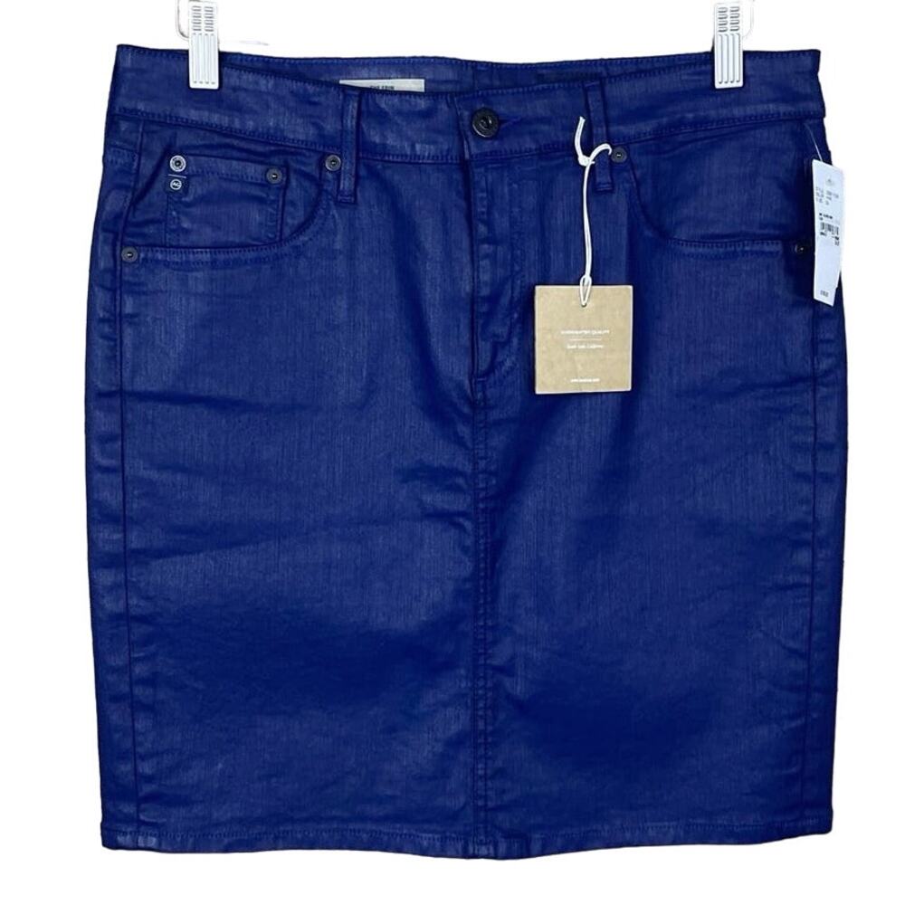 Adriano Goldschmied The Erin Pencil Skirt Coated Denim Mae Blue Size 32 NWT